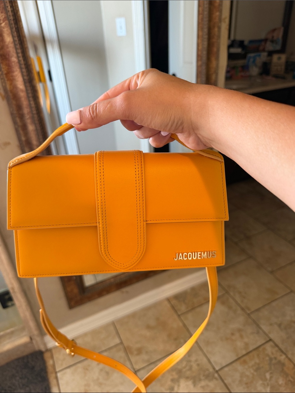 Jacquemus yellow leather crossbody bag